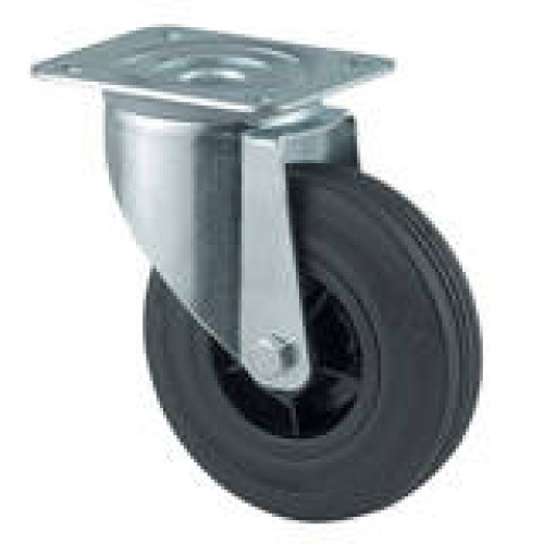 Vollgummi-Rollen, Schwarz, mit Kunststoff-Felge