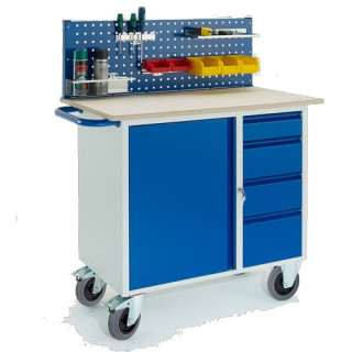 Werkstattwagen mit 4 Schubladen 1 Stahlschrank 1x Lochplatte