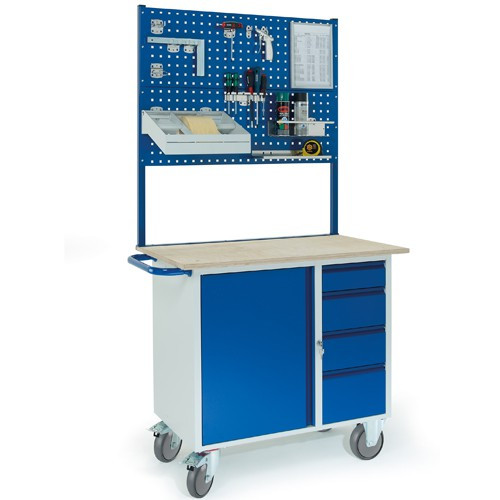 Werkstattwagen mit 4 Schubladen 1 Stahlschrank 2x Lochplatten